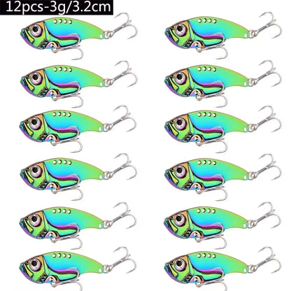 12Pcs Fishing Lures Spoon for Pike 3G 7G 10G 15G 20G Treble Hook Spoon Wobble Metal Hard Bait Vib Spoonbait Fishing Tackle Lure