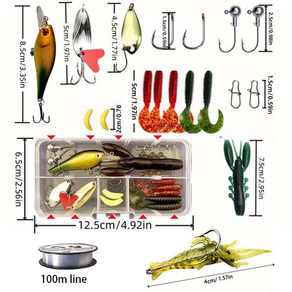 Fishing Rod Set Full Set, Telescopic Fishing Rod and Spinning Reel, 18 Baits, a Variety of Sizes to Choose From