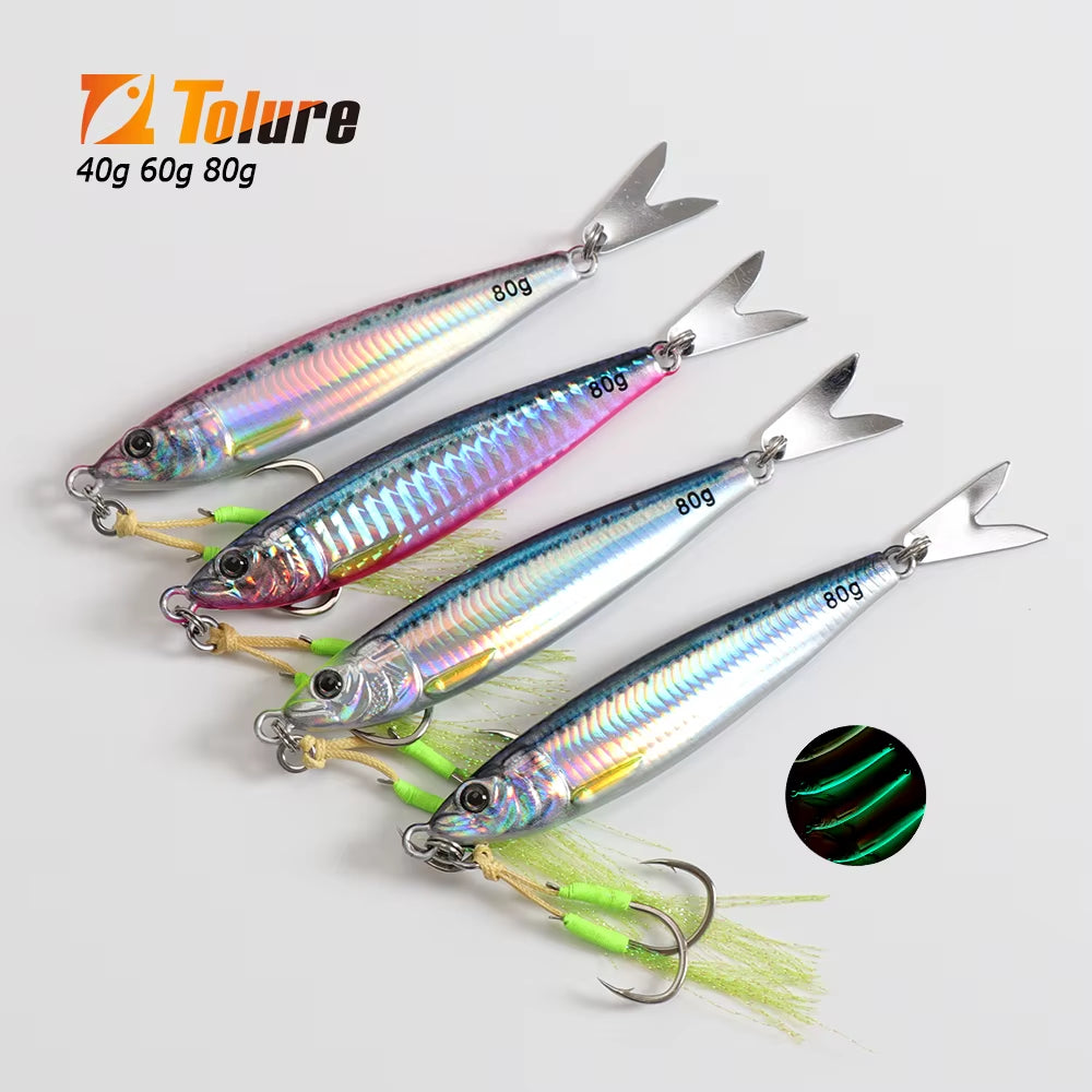 2024 NEW 3D Printed Fast Sinking Metal Jig Lure 20G 30G 40G 60G 80G Saltwater Shore Casting Fishing Lure Vertical Metal Jig