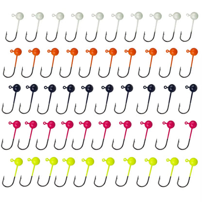 50PCS Fishing Hooks Set 0.4/0.8/1/1.5/2G Sharp Durable Barbed Jig Head Hook Fishihooks Fishing Equipment Gear Tackle Accessories