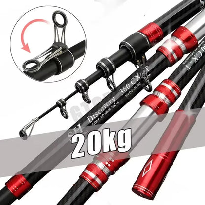 2.7M 3.0M 3.6M 3.9M 4.2M 4.5M Telescopic Fishing Rod 20Kg Carbon Travel Surf Spinning 5-300G Lure Long Throwing Baitcasting Rod