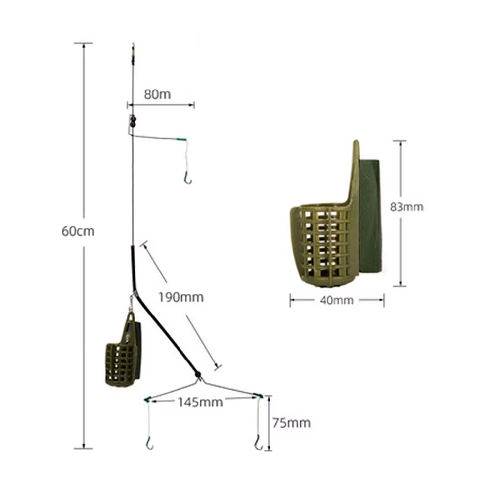 60Cm Carp Fishing Feeder Basket Feeder Baits Cage Fishing Baits Cage Baits Cage Beater Cage Feeder with Sinker