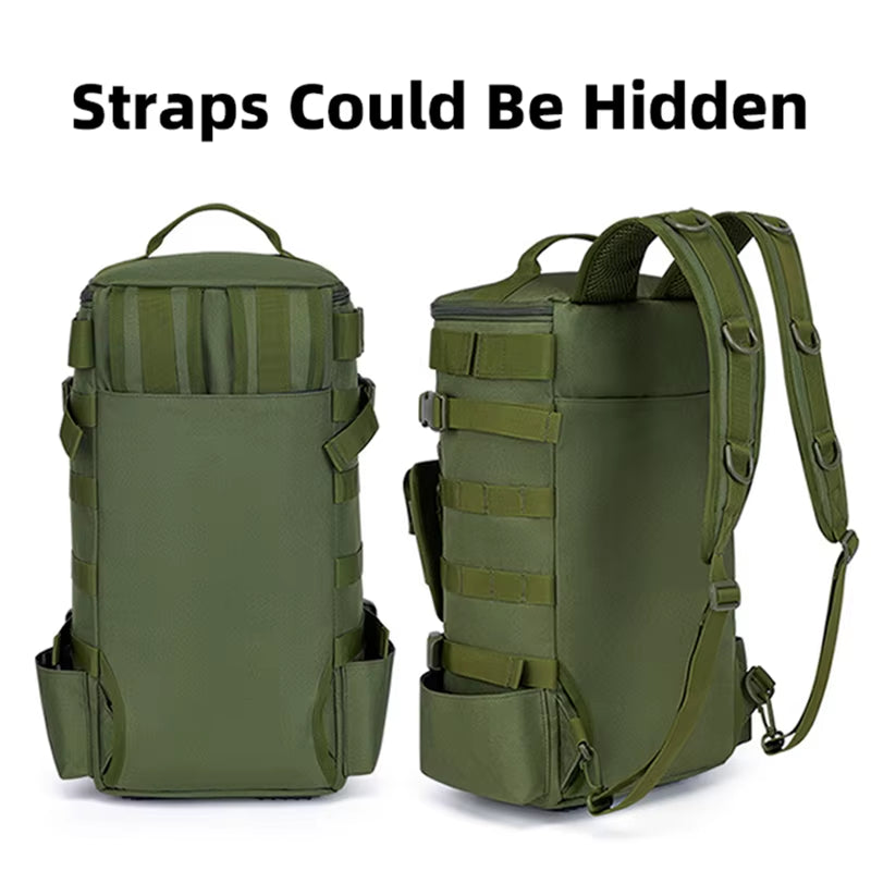 Tactical Fishing Backpack Tackle Bag with Rod Holders Fish Equipment Storage Molle Camping Hiking Outdoor Multifunctional Bag