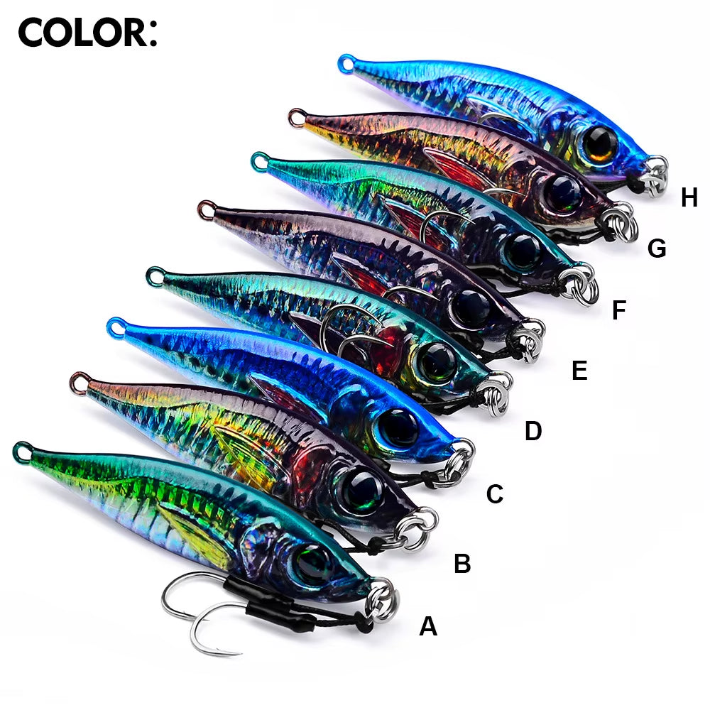 Metal Slow Fishing Jigs Luminous Slow Jigging Lure 7-80G Casting Saltwater Grouper Tuna Trolling Fishing Spoon Bait