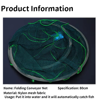 80CM Loose Mouth Folding Drop Fishing Net Shrimp Catcher Tank Casting Network Fish Eels Trap Cage Prawn Bait Crab Netting