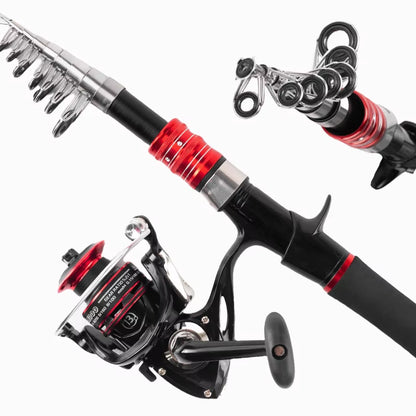 Fishing Rod Set Full Set, Telescopic Fishing Rod and Spinning Reel, 18 Baits, a Variety of Sizes to Choose From