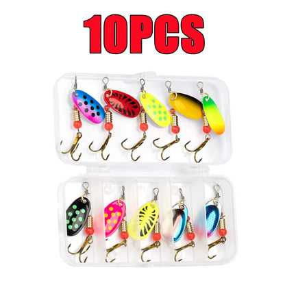 16PCS/10PCS Waterdrop Metal Spoon Spinner Fishing Lure Set with Hook Artificial Bait Kit Crankbaits for Freshwater and Saltwater