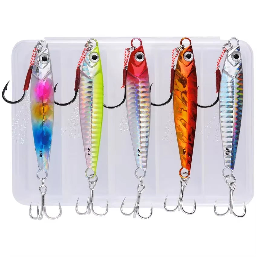 5Pcs Metal Jig Fishing Lure Weights 10G-40G Trolling Hard Bait Bass Fishing Bait Tackle Trout Jigging Lure Jigs Saltwater Lures