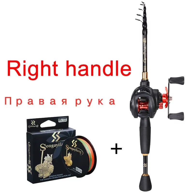 1.8-2.4M Casting Fishing Combo Telescopic Fishing Rod and 7.2:1 High Speed Fishing Reel with 150M Line Pesca