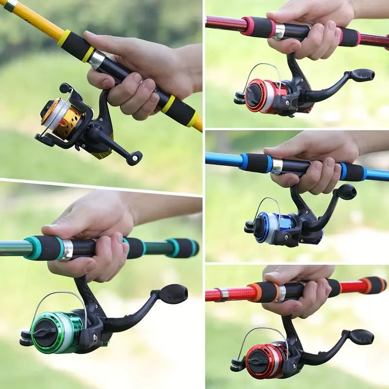 Spinning Fishing Pole Set 1.8M Portable Telescopic Rod with 5.2:1 3BB Fishing Reel Max Drag 5Kg Full Fishing Kit