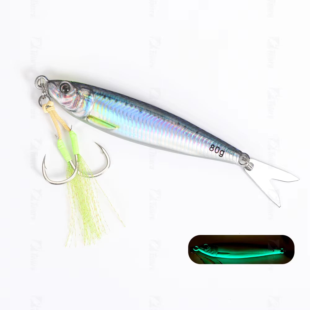 2024 NEW 3D Printed Fast Sinking Metal Jig Lure 20G 30G 40G 60G 80G Saltwater Shore Casting Fishing Lure Vertical Metal Jig