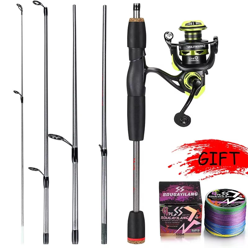 Fishing Rod Set 1.7M Spinning Rod and 1000~2000 Series Spinning Reel Max Drag 5Kg for Freshwater Bass Pike Fishing