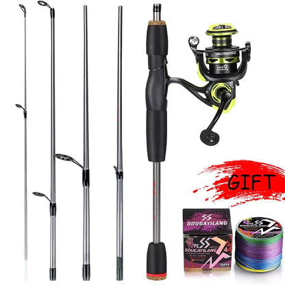 Fishing Rod Set 1.7M Spinning Rod and 1000~2000 Series Spinning Reel Max Drag 5Kg for Freshwater Bass Pike Fishing