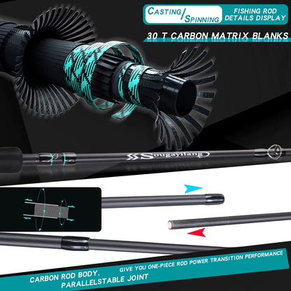 Fishing Rods Combo 1.8/2.1M Carbon Fiber Spinning Rod and 2000~4000 Series Spinning Reel Max Drag 10Kg for Bass Pike