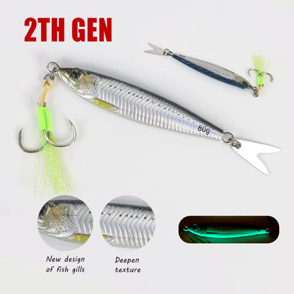 2024 NEW 3D Printed Fast Sinking Metal Jig Lure 20G 30G 40G 60G 80G Saltwater Shore Casting Fishing Lure Vertical Metal Jig