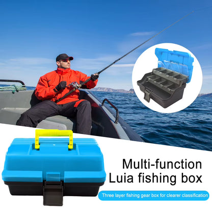 3-Layer Folding Fishing Tackle Box Portable Fishing Gear Box Multipurpose Fishing Case with Handle for Fishing Tackle Bait Stora