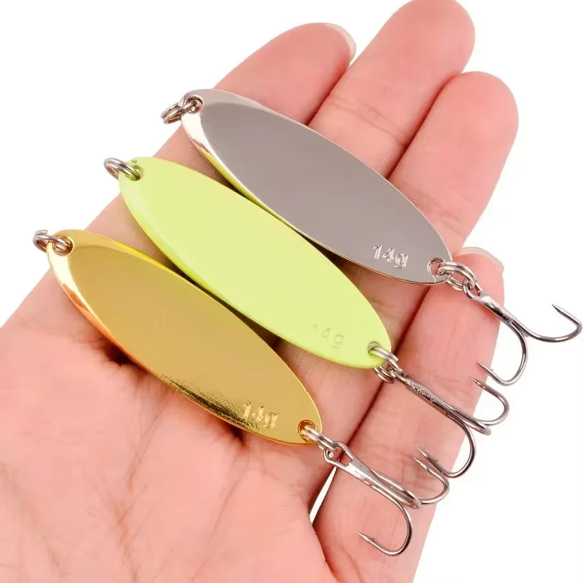 12Pcs Metal Spinner Spoon Lures Trout Fishing Lure Hard Bait Sequins Paillette Artificial Baits Spinnerbait Fish Tools 1.5G-56G