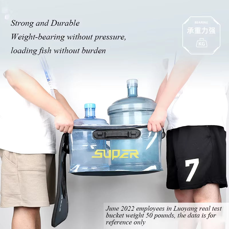 Live Bait Bucket with Aeration Hole Oxygen Pump Transparent Lid Fishing Bucket Portable Foldable Fishing Bucket Outdoor Camping