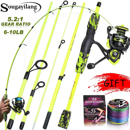 Fishing Rod Set 1.7M Spinning Rod and 1000~2000 Series Spinning Reel Max Drag 5Kg for Freshwater Bass Pike Fishing