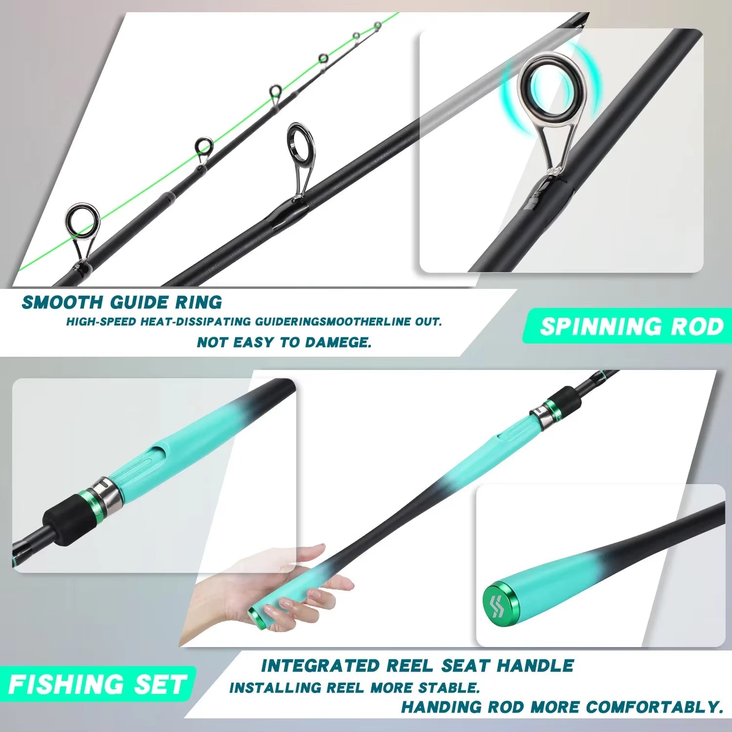 Fishing Rods Combo 1.8/2.1M Carbon Fiber Spinning Rod and 2000~4000 Series Spinning Reel Max Drag 10Kg for Bass Pike