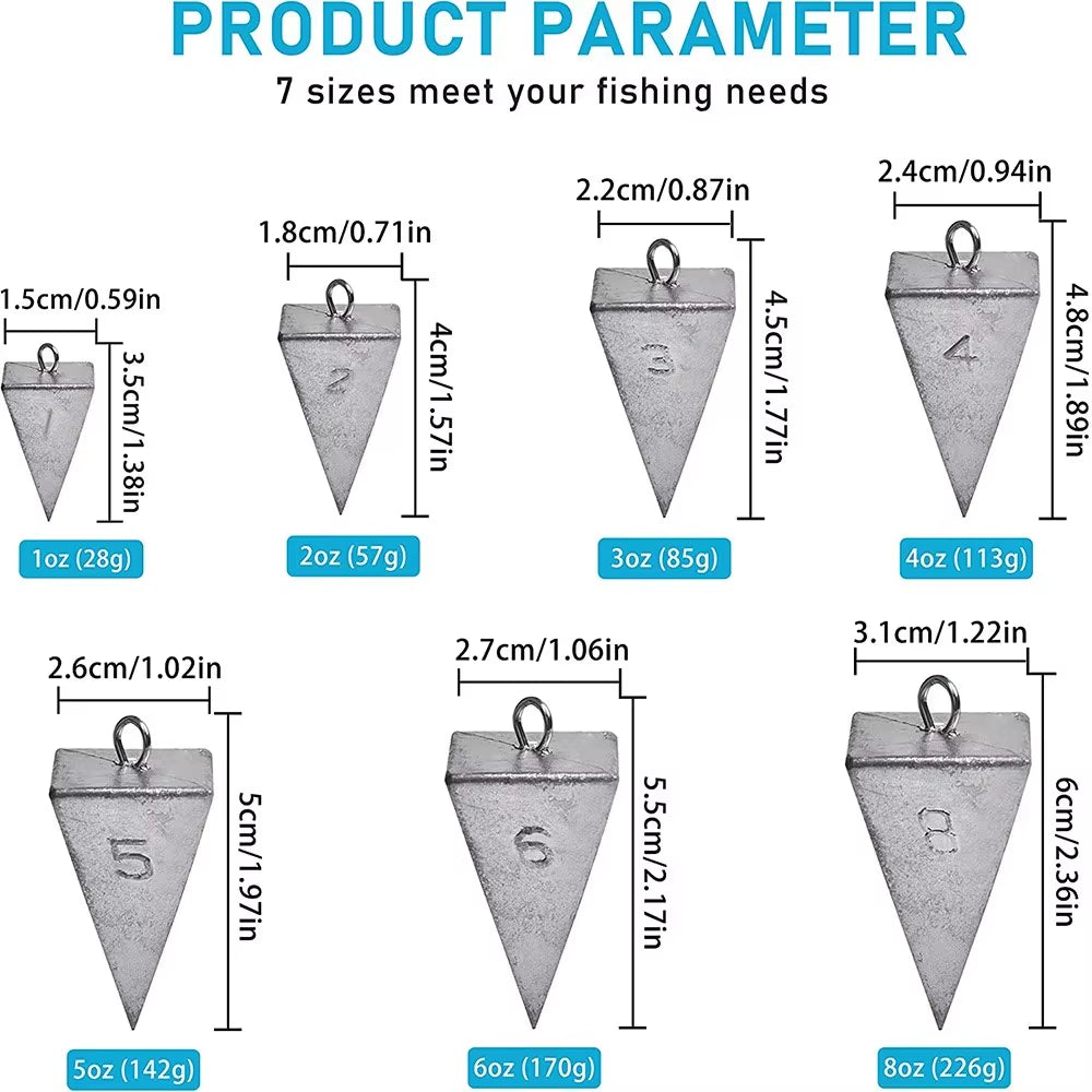 2Pcs Pyramid Sinkers Fishing Weights Fishing Sinker Weights Pyramid Weights Surf Fishing Sinkers Saltwater Fishing Gear Tackle