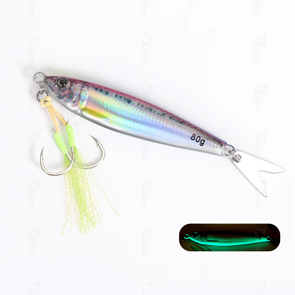 2024 NEW 3D Printed Fast Sinking Metal Jig Lure 20G 30G 40G 60G 80G Saltwater Shore Casting Fishing Lure Vertical Metal Jig