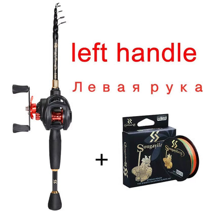 1.8-2.4M Casting Fishing Combo Telescopic Fishing Rod and 7.2:1 High Speed Fishing Reel with 150M Line Pesca