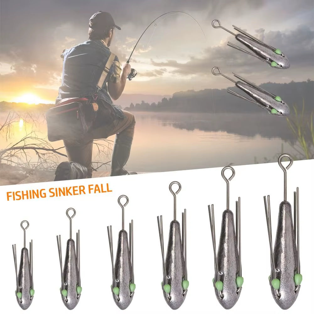 50G-100G Fishing Sinker Fall Weights with Luminous Bead Wear-Resistant Fishing Sinkers Drop Shot Hook Connector Fishing Tackle