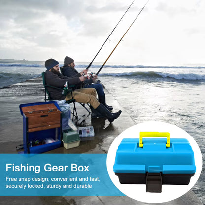 3-Layer Folding Fishing Tackle Box Portable Fishing Gear Box Multipurpose Fishing Case with Handle for Fishing Tackle Bait Stora