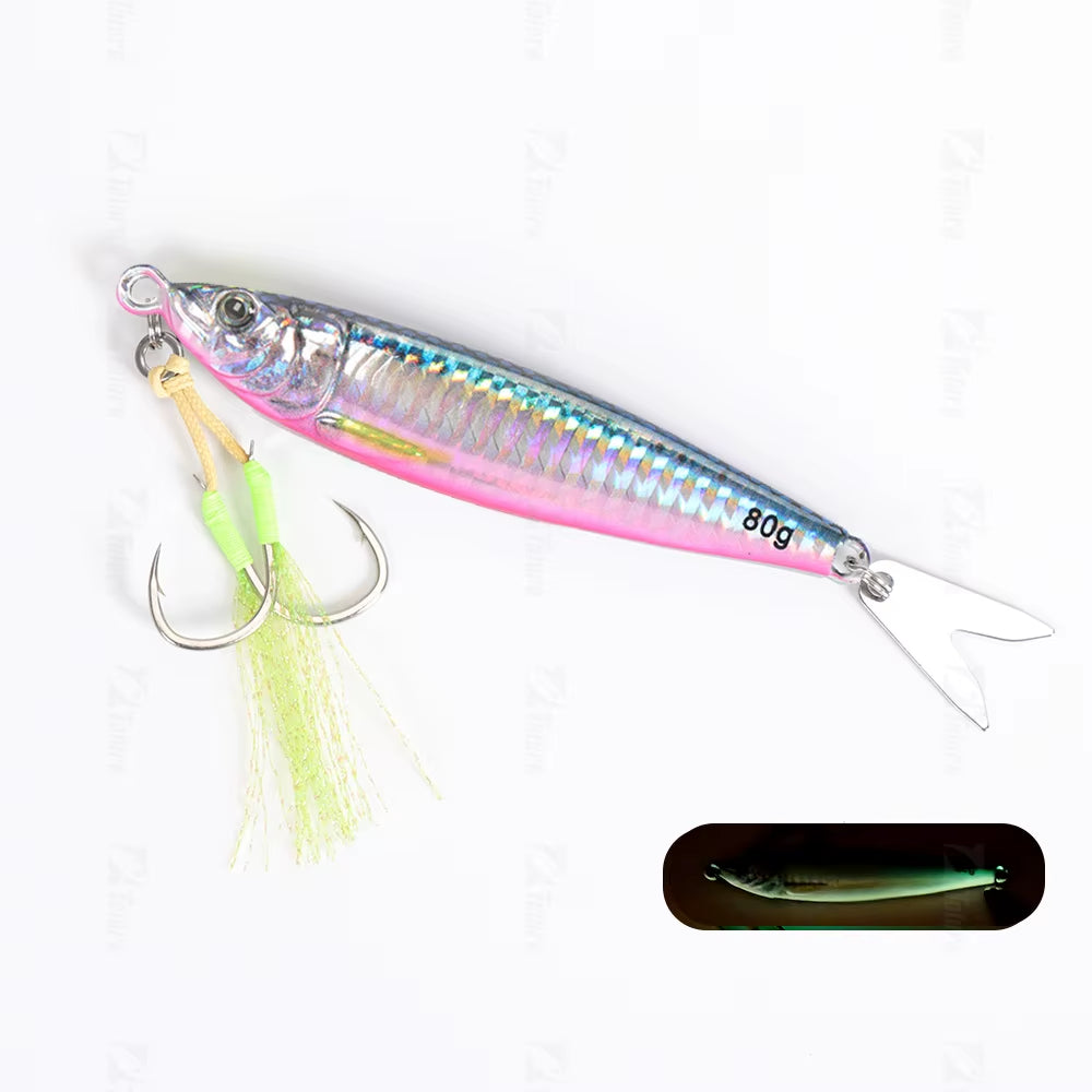 2024 NEW 3D Printed Fast Sinking Metal Jig Lure 20G 30G 40G 60G 80G Saltwater Shore Casting Fishing Lure Vertical Metal Jig