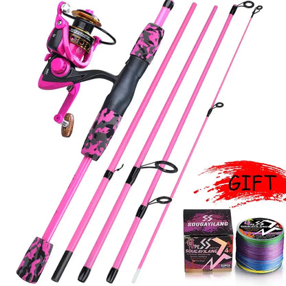 Fishing Rod Set 1.7M Spinning Rod and 1000~2000 Series Spinning Reel Max Drag 5Kg for Freshwater Bass Pike Fishing