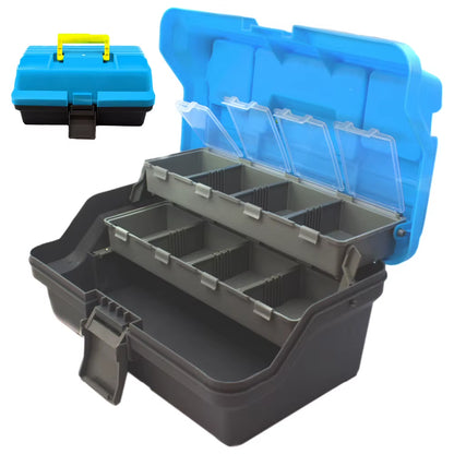 3-Layer Folding Fishing Tackle Box Portable Fishing Gear Box Multipurpose Fishing Case with Handle for Fishing Tackle Bait Stora